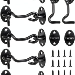 BXUYAOXMC Eye Hook Latch Black Stainless Steel Door Lock-0