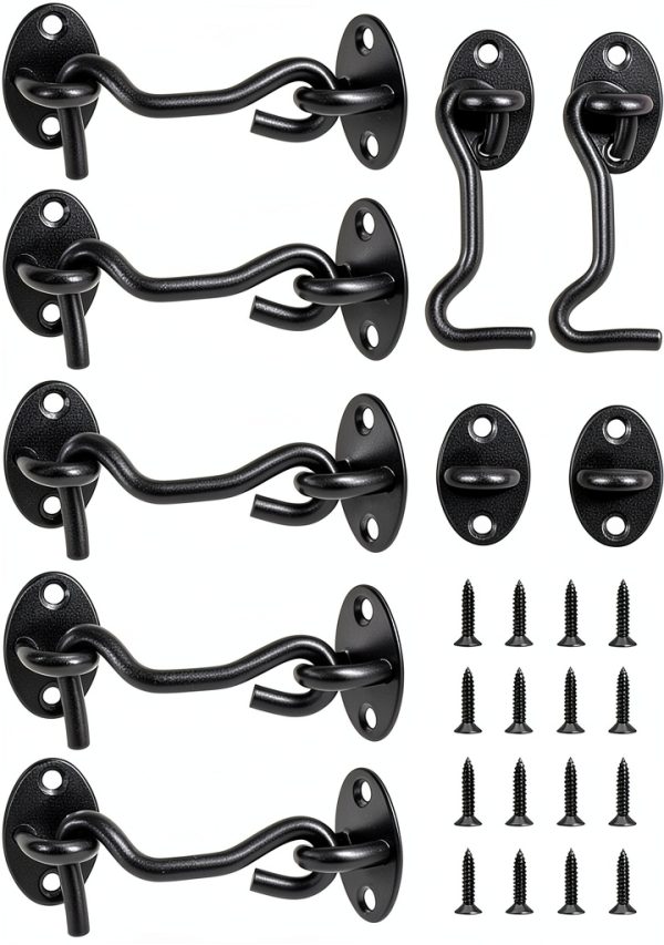 BXUYAOXMC Eye Hook Latch Black Stainless Steel Door Lock-0