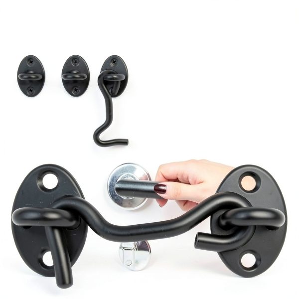 BXUYAOXMC Eye Hook Latch Black Stainless Steel Door Lock-3