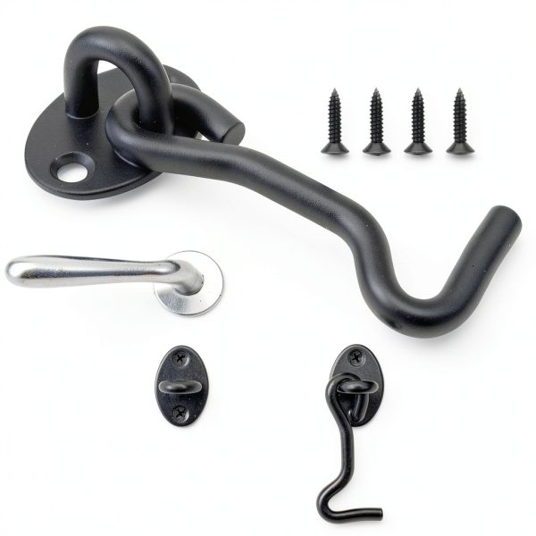 BXUYAOXMC Eye Hook Latch Black Stainless Steel Door Lock-5