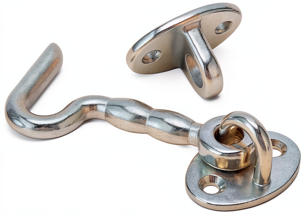 Tissting stainless steel hook latch installed on a boat hatch