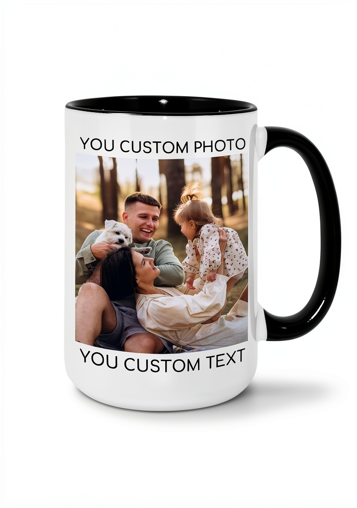 Polinxia custom ceramic mug displayed on a kitchen counter