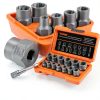 Bolt Extractor Kit,14 Piece Impact-Grade CR-MO Steel Nut Remover Set, 3/8" Drive Socket for Removing Frozen/Rusted/Rounded Bolts & Lug Nuts (Sizes 8-19mm),Automotive & Machinery Repair-4