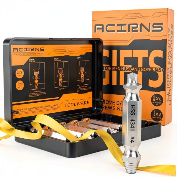 Damaged Screw Extractor Set ACIRNS 9-Piece Tool with Carbide HSS White-3