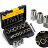 Bolt Extractor Kit, 14 PCS Impact Bolt & Nut Remover Set with 3/8 Inch Adapter, Upgrade Stripped Bolt Extractor Socket Set with Portable Tool Box, Easy Out for Rusted, Damaged, Round Bolt Nuts Screws-4
