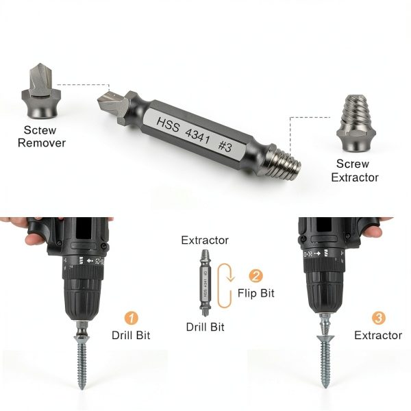 CASEKEY Screw Extractor Set for Men Valentine Father Day Gift Steel-5