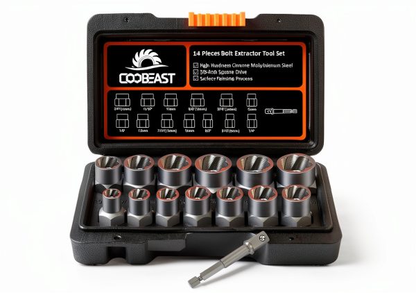 Bolt Extractor 13Pcs Set with 3/8" Adapter by Coobeast Black-0