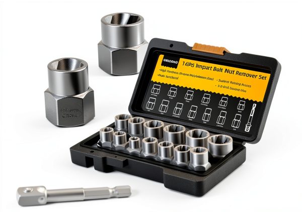 Bolt Extractor Kit, 14 PCS Impact Bolt & Nut Remover Set with 3/8 Inch Adapter, Upgrade Stripped Bolt Extractor Socket Set with Portable Tool Box, Easy Out for Rusted, Damaged, Round Bolt Nuts Screws-1