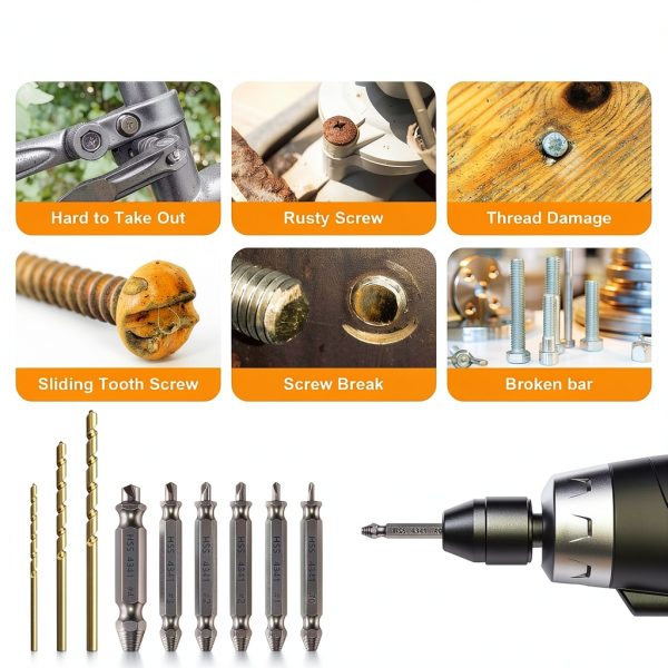 Damaged Screw Extractor Set ACIRNS 9-Piece Tool with Carbide HSS White-6