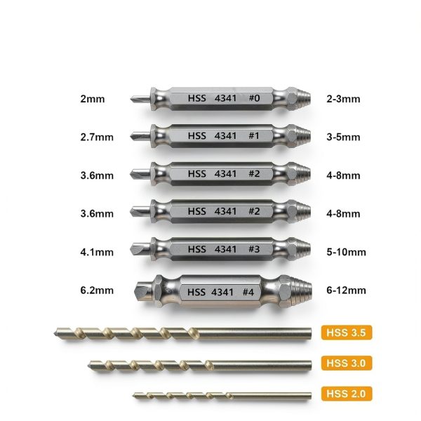 Damaged Screw Extractor Set ACIRNS 9-Piece Tool with Carbide HSS White-1